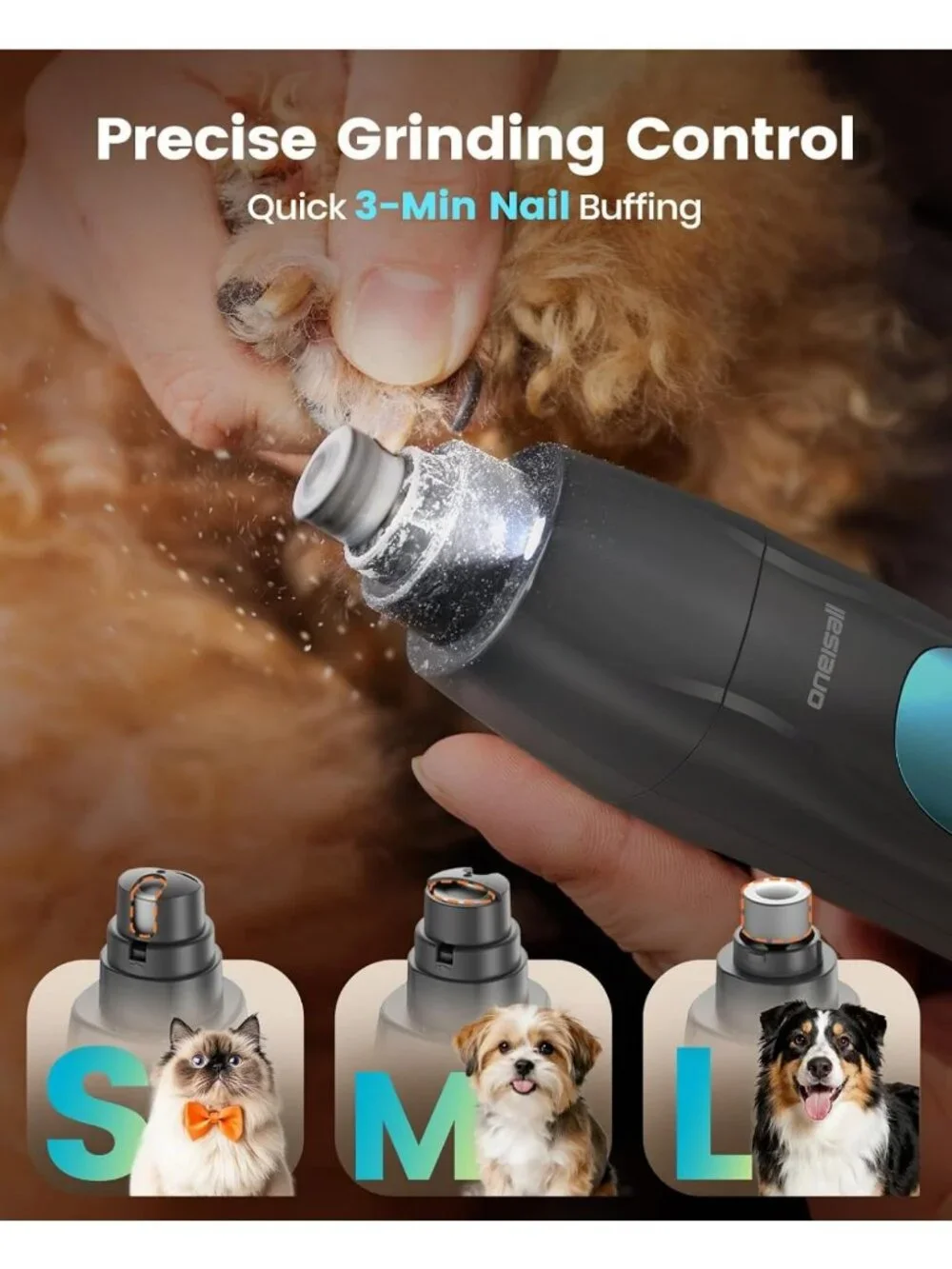 4-in-1 Dog Grooming Kit | Quiet Clippers, Nail Grinder, LED Light, Cordless